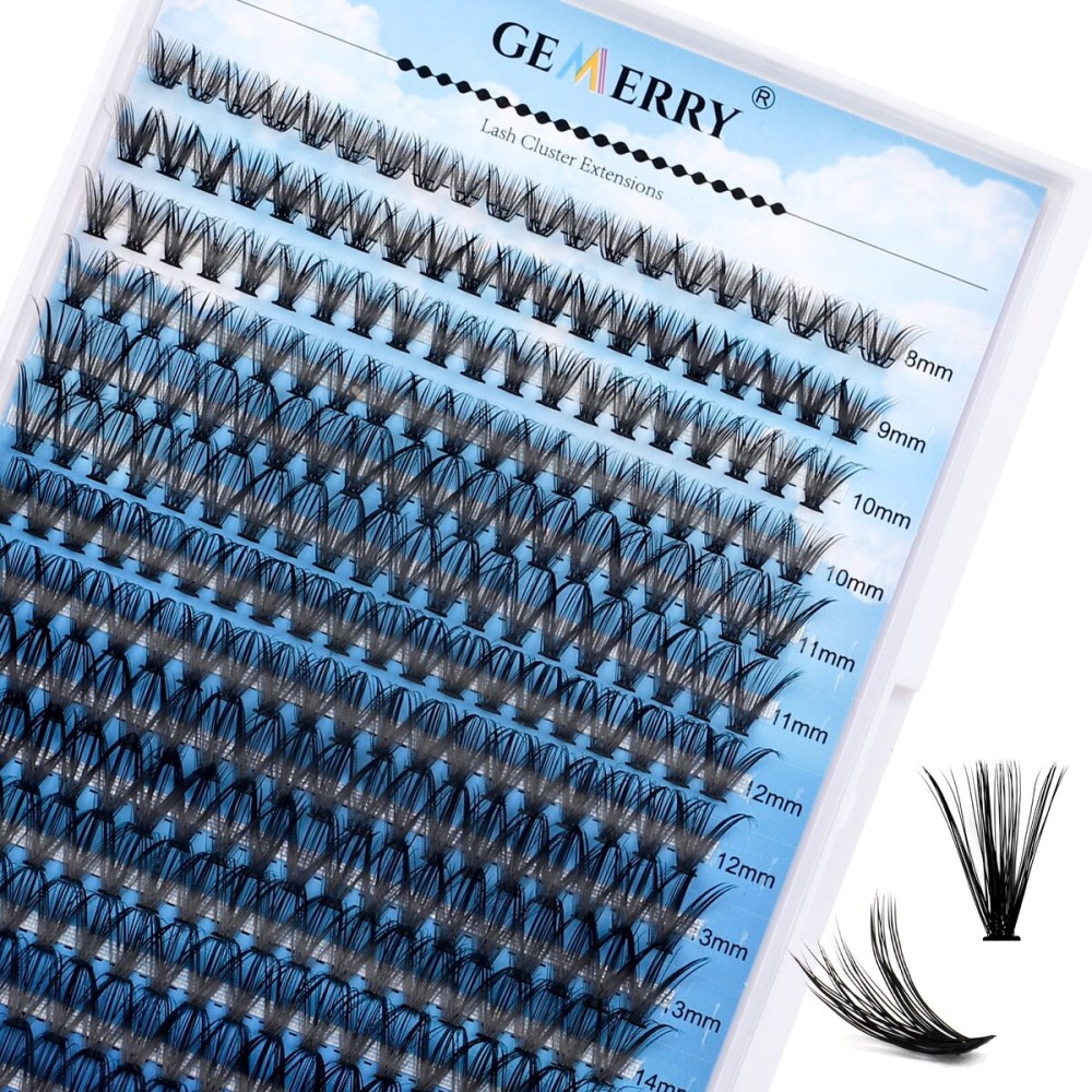 Individual Lashes GEMERRY 280pcs Large Tray 0.07mm Lash Clusters 40D 8-16 MIX D Curl Cluster Lashes Soft &Natural Individual Lashes Cluster Reusable DIY Eyelash Extensions