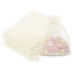 Akstore 50Pcs 3.15x4(8x10cm) Sheer Drawstring Organza Jewelry Pouches Wedding Party Christmas Favor Gift Bags (Beige, 3x4)