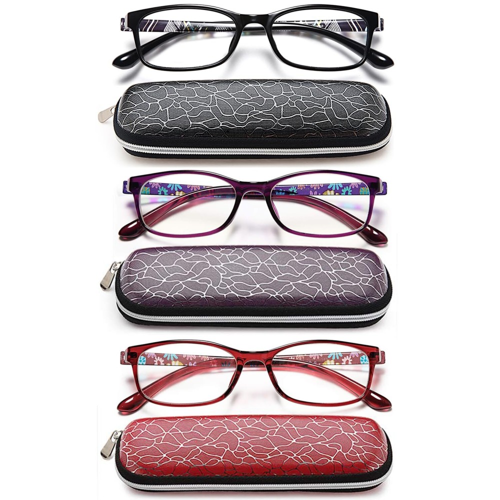 EYEURL Reading Glasses for Women-Blue Light Blocking For Women-3 Pack Computer Readers 2.75 Spring Hinge Anti UV Ray/Eye Strain/Glare Eyeglasses