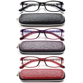 EYEURL Reading Glasses for Women-Blue Light Blocking For Women-3 Pack Computer Readers 2.75 Spring Hinge Anti UV Ray/Eye Strain/Glare Eyeglasses