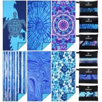 6 Pack Lightweight Thin Beach Towel Oversized 71x32 Big Extra Large Microfiber Sand Free Towels for Adult Quick Dry Travel Camping Beach Accessories Gift Sea Turtle Mandala Tie Dye Stripe Laguna