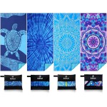 4 Pack Lightweight Thin Beach Towel Oversized 71x32 Big Extra Large Microfiber Sand Free Towels for Adult Quick Dry Travel Camping Beach Accessories Vacation Gift Blue Turtles Tie Dye Mandala