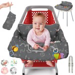PILLANI Shopping Cart Cover for Baby, High Chair Cover for Restaurant Seat - Grocery Cart Cover for Baby Girl and Boy, Comfortable Cotton Buggy Covers for Babies - Padded Toddler Shopping Cart Cover
