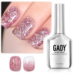 GAOY Glitter Gel Nail Polish, 16ml Pink Sparkly Gel Polish, Diamond Shiny Soak Off Glitter UV Light Cure for Nail Art, 1125 Pink Bloosms