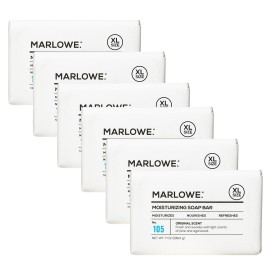 MARLOWE. No. 105 Bar Soap for Men 7 oz (6 Bars) Moisturizing Body Soap, Nourishing & Refreshing with Natural Extracts, Shea Butter, Olive Oil & Green Tea Extracts, Original Sage & Fir Scent