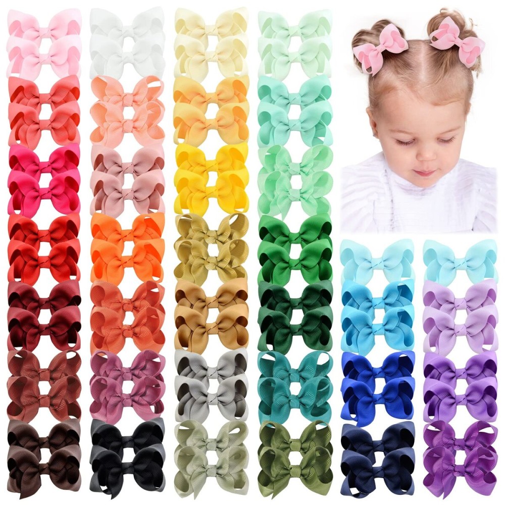 70 Pieces Hair Bows for Girls 3 Inch Grosgrain Ribbon Toddler Hair Accessories with Alligator Clips for Toddlers Baby Girls Kids Teens
