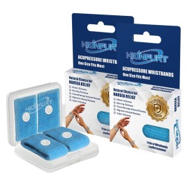 Hionfurt Motion Sickness Bands Anti Nausea Wristband for Adult and Kids Morning Sickness Relief for Pregnant Women Acupressure Nausea Relief for Car, Sea, Air Sickness - 2 Pairs Blue, Blue