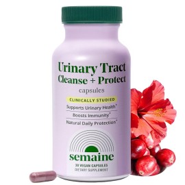 Semaine Urinary Tract Cleanse & Protect - 30 ct, Bladder Support Supplement for Women, Flushes Urinary Tract. Combines Cranberry Proanthocyanidins with Hibiscus.