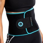 ActiveGear Waist Trainer for Women & Men - Sweat Band Waist Trimmer Belt for a Toned Look - Reinforced Trim and Hook & Loop Closure (Blue Hem, Large: 9 x 46)