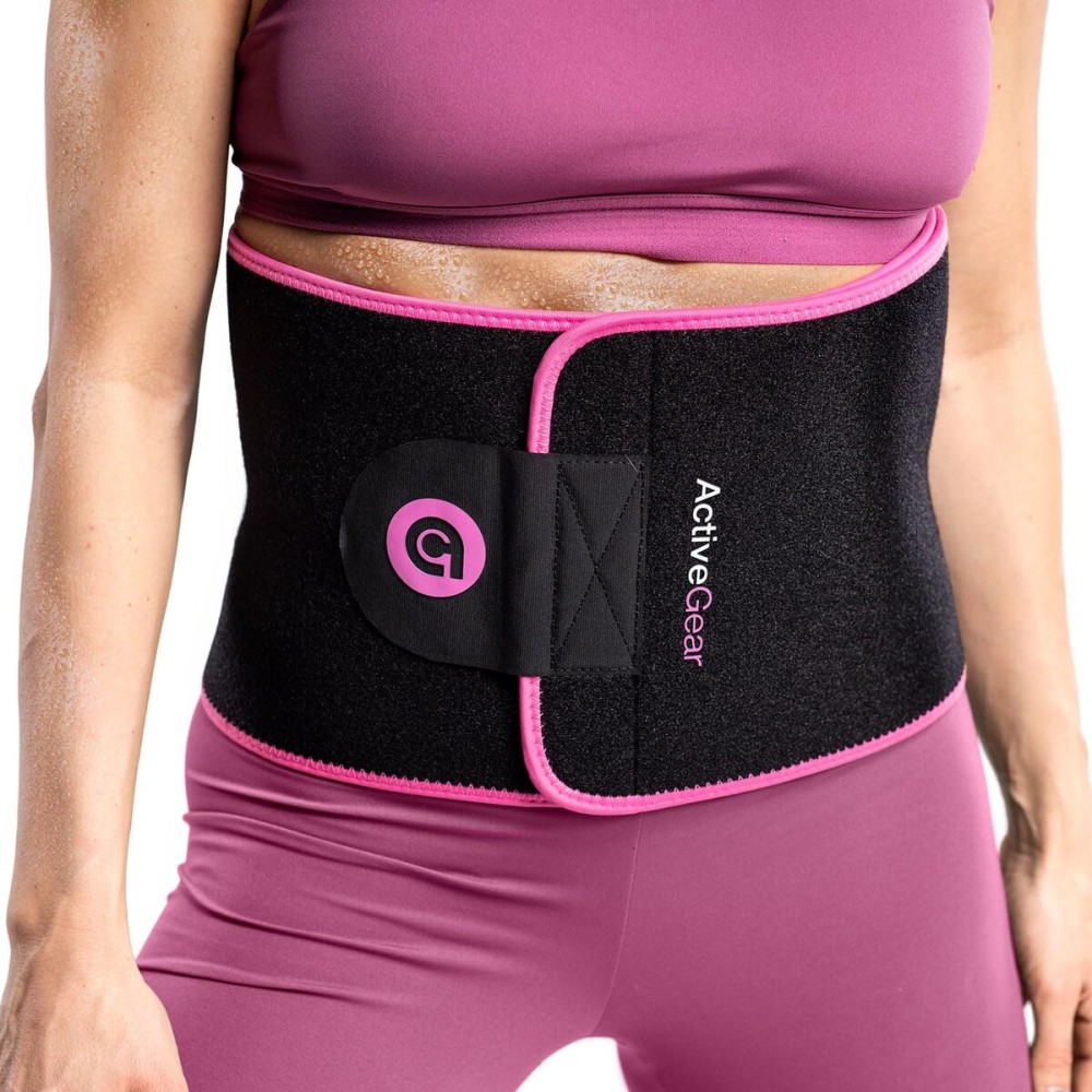 ActiveGear Waist Trainer for Women & Men - Sweat Band Waist Trimmer Belt for a Toned Look - Reinforced Trim and Extra Secure Fastening (Pink Hem, Medium: 8 x 42)