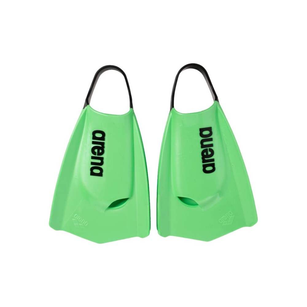 Arena Unisex Adult Powerfin Pro II Swim Training Fins Men and Women Silicone Short Blade Flippers Left/Right Customized, Lime, Size 6-7
