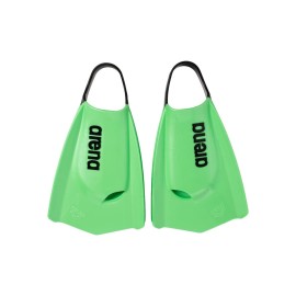 Arena Unisex Adult Powerfin Pro II Swim Training Fins Men and Women Silicone Short Blade Flippers Left/Right Customized, Lime, Size 6-7