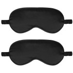 2Pack Silk Sleep Mask,Eye Mask for Sleeping,Elastic Blackout Eye Mask & Blindfold for Full Night\'s Sleep,Travel and Nap(Black)