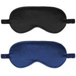2Pack Silk Sleep Mask,Eye Mask for Sleeping,Elastic Blackout Eye Mask & Blindfold for Full Night\'s Sleep,Travel and Nap(Black+Navy Blue)