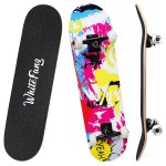 WhiteFang Skateboards for Beginners, Complete Skateboard 31 x 7.88, 7 Layer Canadian Maple Double Kick Concave Standard and Tricks Skateboards for Kids and Beginners (Pink Fantasy)