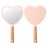 YEAKE Hand Held Mirror with Handle for Makeup,Small Cute Wood Hand Mirror for Shaving with Hole Hanging Single-Sided Portable Travel Vanity Mirror for Men&Women(Heart,Pink,1Pack)