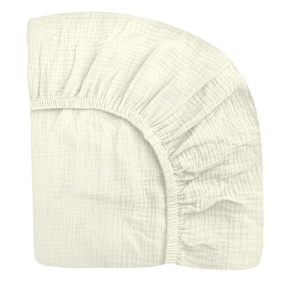 Crib Sheets for Boys Girl, Fitted Baby Toddler Bed Sheets 28 x 52, Neutral Muslin Cotton Crib Mattress Bedding Soft and Breathable Comfort (Cream)