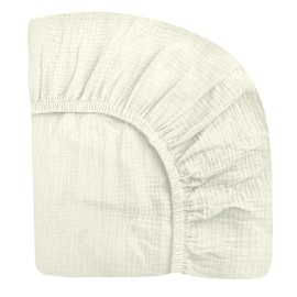 Crib Sheets for Boys Girl, Fitted Baby Toddler Bed Sheets 28 x 52, Neutral Muslin Cotton Crib Mattress Bedding Soft and Breathable Comfort (Cream)