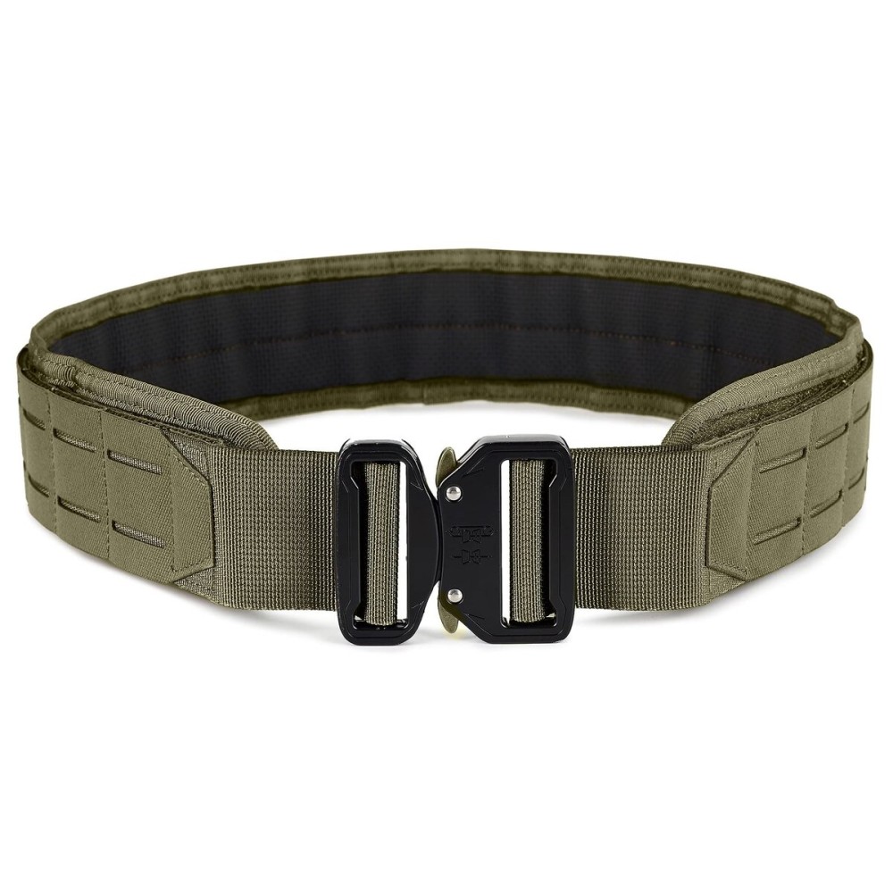 WOLF TACTICAL Molle Battle Belt - War Battle Tactical Gun Duty 2 Quick-Release Combat Belt (Medium, Od Green)