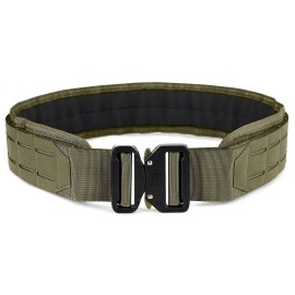 WOLF TACTICAL Molle Battle Belt - War Battle Tactical Gun Duty 2 Quick-Release Combat Belt (Medium, Od Green)