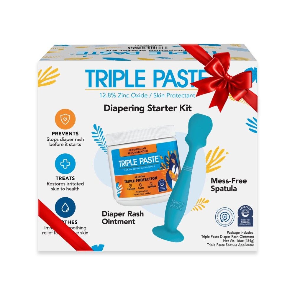 Triple Paste Diaper Rash Cream for Baby & Baby Spatula Bundle - 16 oz Zinc Oxide Ointment and Spatula Treatment, Soothe and Prevent Rash with a Pediatrician-Recommended Hypoallergenic Formula