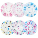 6 Pcs Shower Caps, Waterproof Bath Caps Plastic Reusable Shower Caps Elastic Band Bath Hair Caps for Women Kids