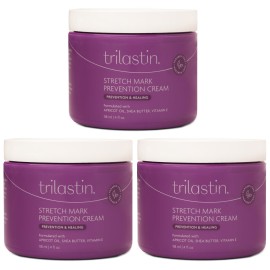 TriLASTIN Maternity Stretch Mark Cream - Hypoallergenic Pregnancy Safe Skin Care - Silicone Scar Cream for Stretch Mark Prevention - Shea Butter Belly Butter Hydration - 4 Oz, Pack of 3