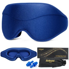 BeHoomi Sleep Mask, Premium Eye Mask for Sleeping, Total Blackout, Superior Soft Comfort, Upgraded 3D Ergonomic Designed Sleeping Mask for Home, Office, Travel, Meditation, Royal Blue