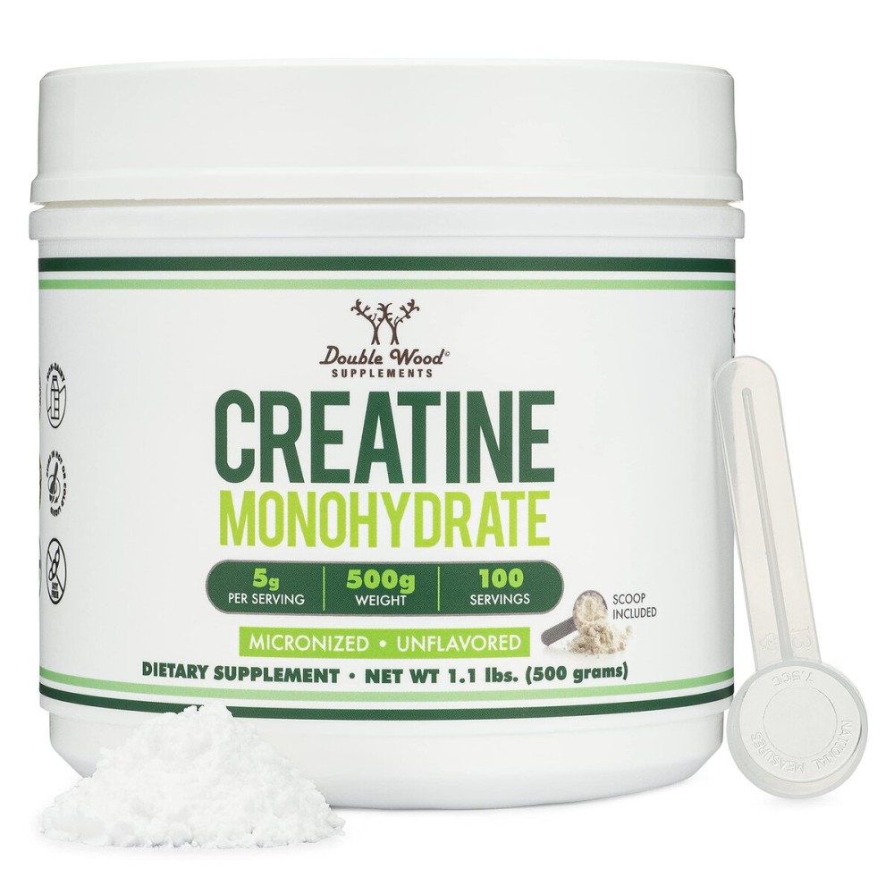 Creatine Monohydrate Powder 1.1lbs (100 Servings of 5 Grams Each) - No Fillers, Vegan Safe, Non-GMO, Gluten Free by Double Wood