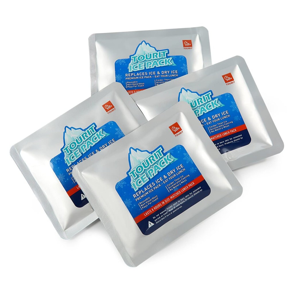 TOURIT Reusable Ice Pack for Coolers Long Lasting Cooler Ice Packs for Cooler Bag Lunch Bags/Boxes, Cooler Backpacks, Freezer Packs for Coolers(Set of 4)