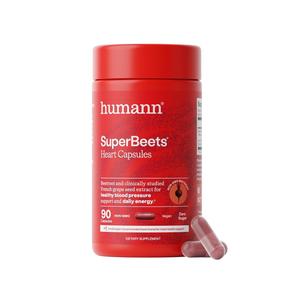 Humann SuperBeets Beet Root Capsules Quick Release 1000mg, Helps Support Nitric Oxide Production, Blood Pressure, Heart Health, Contains Non-GMO Beetroot Powder, Studied Antioxidants 90 Count