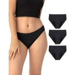 Neione Period Underwear Menstrual Panties Comfortable Modal Bikini Cheeky Hi-Cut Briefs for Women Plus Size Undies 3 Pack Black 3XL