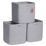NaturalCozy Storage Cubes 11 Inch Cotton Rope Woven Baskets for Organizing, 3-Pack | Cube Storage Bin | Square Storage Baskets for Shelves Organizer, Classroom, Kids Toy Bins, Closet, Baby Nursery