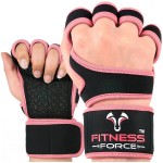 FITNESS FORCE Ventilated Weightlifting Gloves Workout Gloves for Men & Women with Built-in Wrist Wraps Fingerless Gym Gloves for Men Perfect for Exercise Fitness, Weight Lifting, Cross Training
