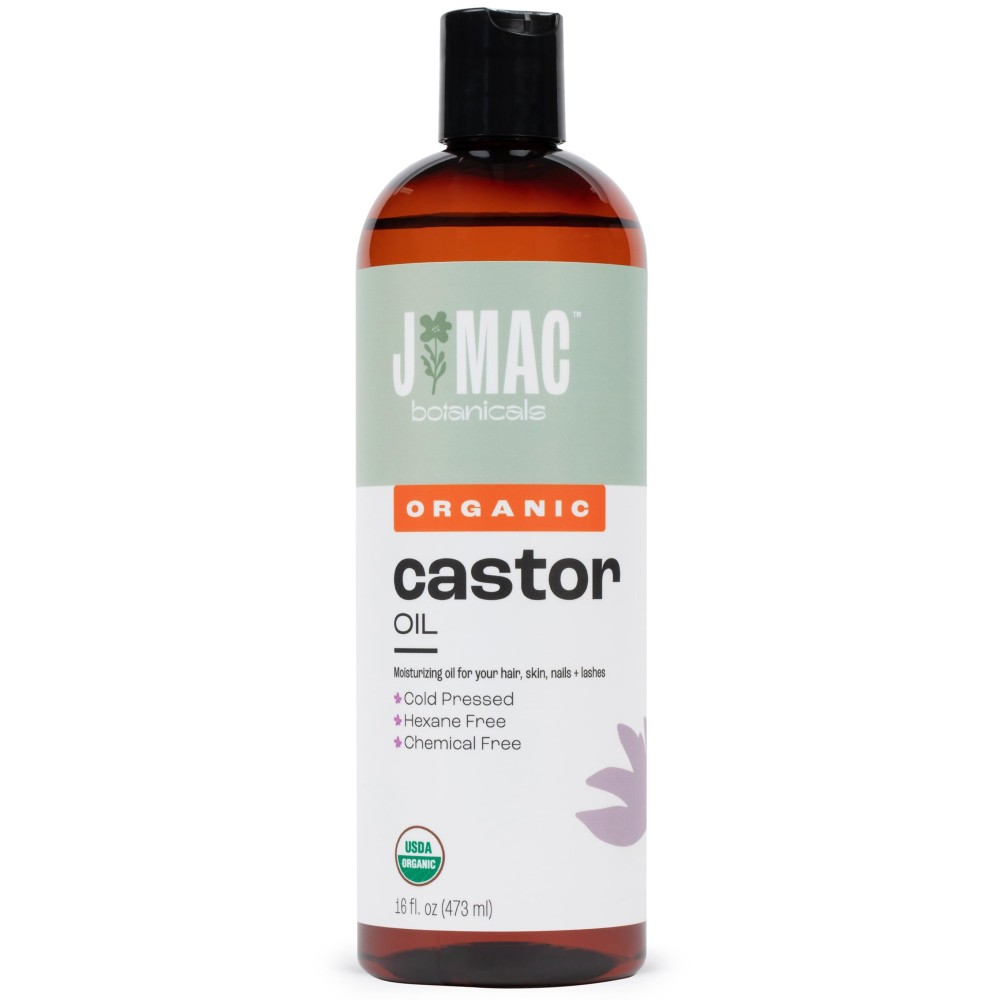 Organic Castor Oil, Cold Pressed (16 oz) BPA Free, Castor hexane free, for face, skin, eyelashes, Certified USDA Organic
