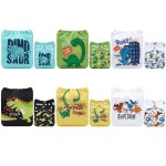 ALVABABY Baby Cloth Diaper 6 Pack with 12 Inserts One Size Cloth Diaper Covers Adjustable Washable Reusable for Baby Girls and Boys