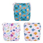 ALVABABY Large Cloth Swim Diaper 3pcs Baby/Toddler/Infant Snap Reusable Adjustable Swimming Diaper Baby Gifts Baby Boy and Girl 3ZSWY29