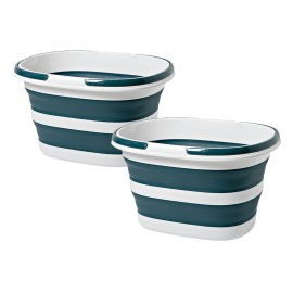 Goderewild Upgraded 16L Collapsible Bucket (2-Pack) - Lightweight & Portable Water Buckets for House Cleaning, Camping, and Storage - Space-Saving & Multi-Use (Blue)