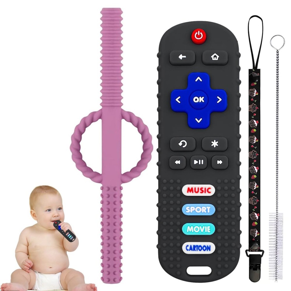 Baby Teether Toys - TV Remote Control Shape Silicone Toddler Teething Toys for Babies 6-12 Months