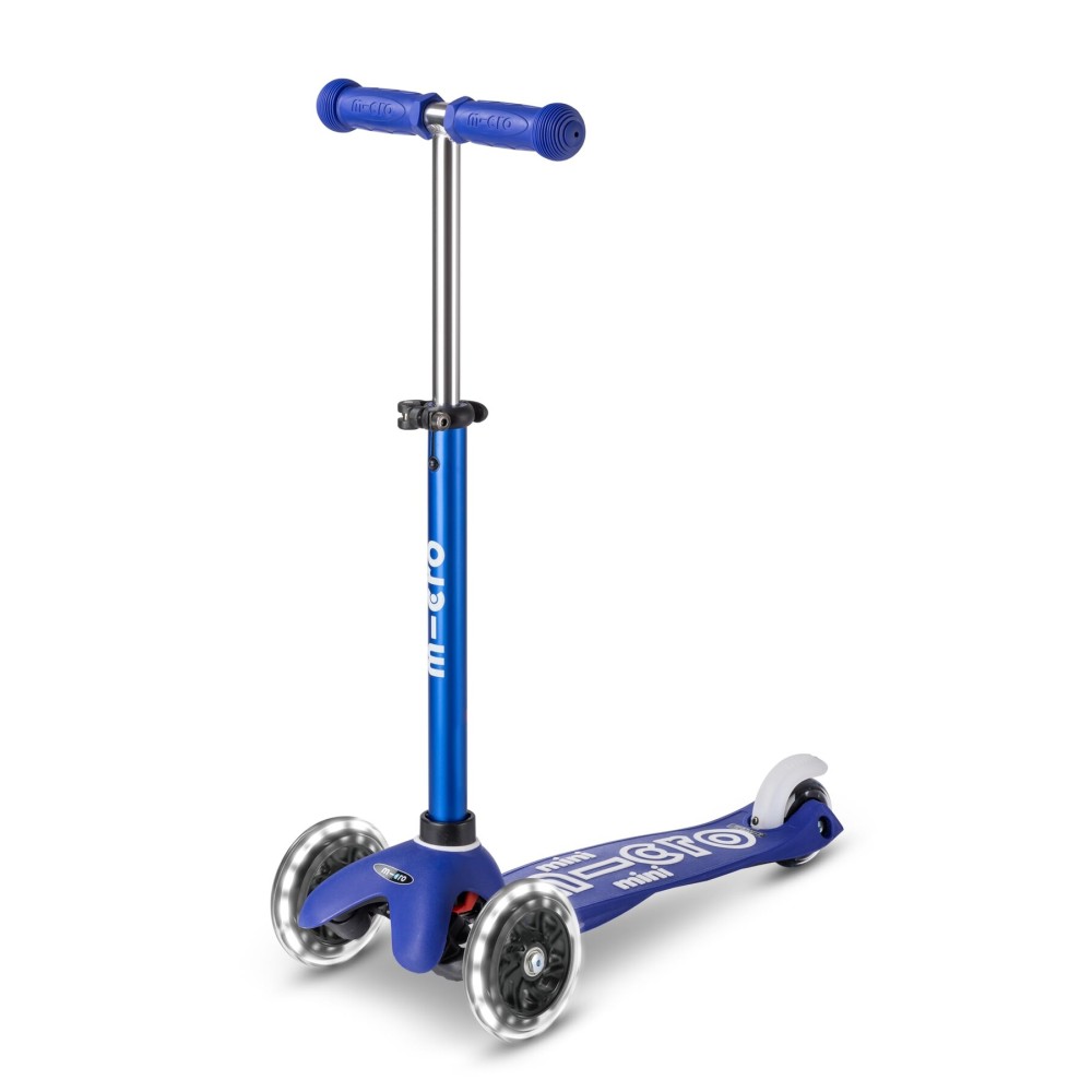 Micro Kickboard | Mini Deluxe LED | Three-Wheeled | Lean-to-Steer Swiss-Designed Micro Scooter | Motion-Activated Light-Up Wheels | Toddlers & Children Ages 2-5 (Blue/White)