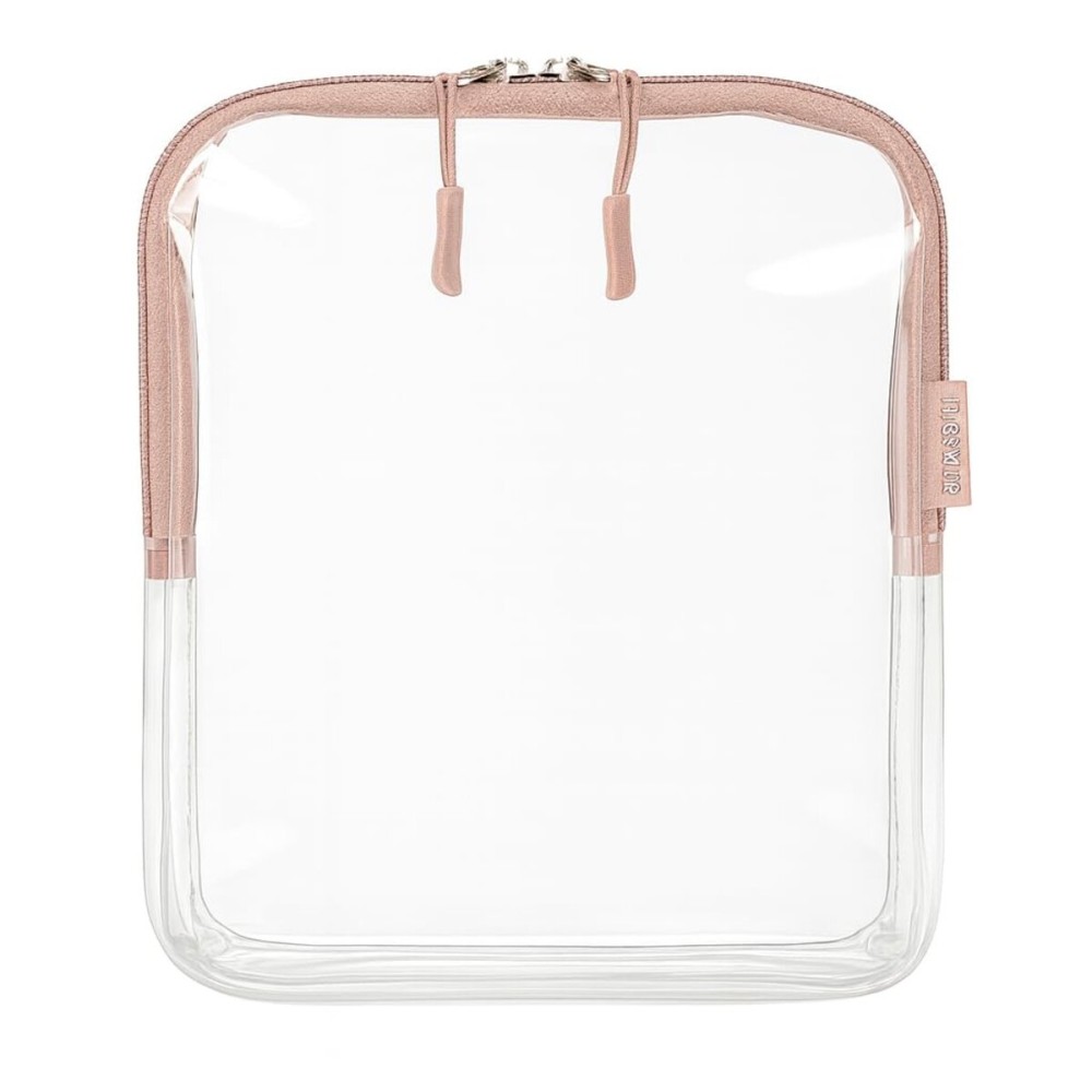 BORSALI TSA Approved Toiletry Bag - Clear Quart Size for 3-1-1 Carry On Travel - Makeup Organizer Cosmetic Pouch with Zipper - Travel Accessories - Rose