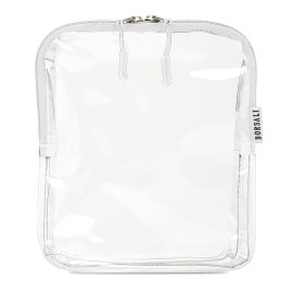 BORSALI TSA Approved Toiletry Bag - Clear Quart Size for 3-1-1 Carry On Travel - Makeup Organizer Cosmetic Pouch with Zipper - Travel Accessories - White