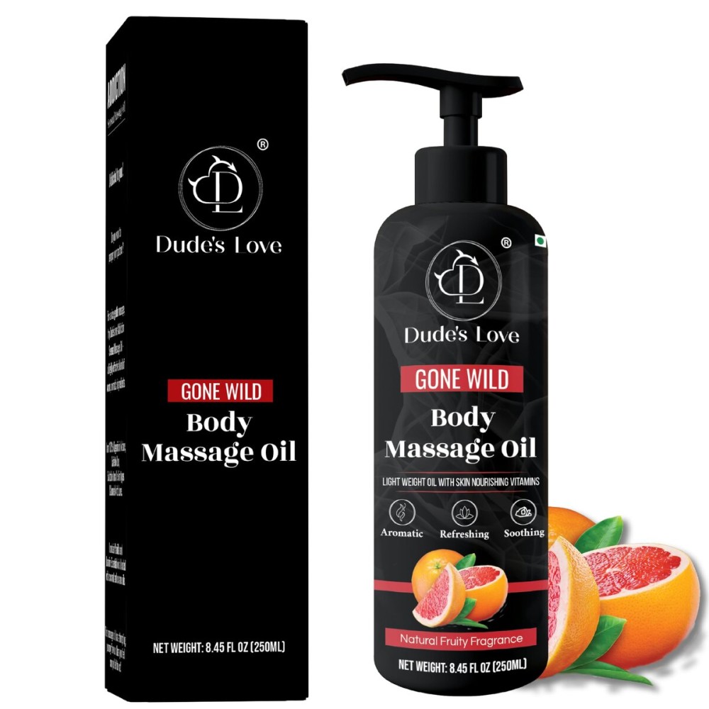 Organic - Grapefruit Full Edible Body Massage Oil - Refreshing, Calming | No Stain & Non-Sticky | with Fractionated Coconut Oil, Grapefruit & Lime Oil - 8.45 Fl Oz