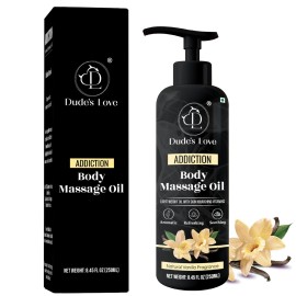 Organic - Vanilla Edible Full Body Massage Oil - No Stain & Non-Sticky | with Fractionated Coconut Oil, Vanilla & Jasmine Oil, Date Night | Massage Oil for Massage Therapy - 8.45 Fl Oz