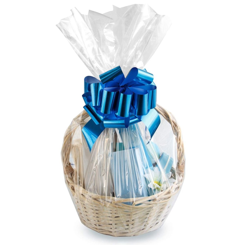 Morepack 16x24Inches Cellophane Bags for Gift Baskets,Clear Cellophane Basket Bags 10Pieces (Flat, No Bottom)
