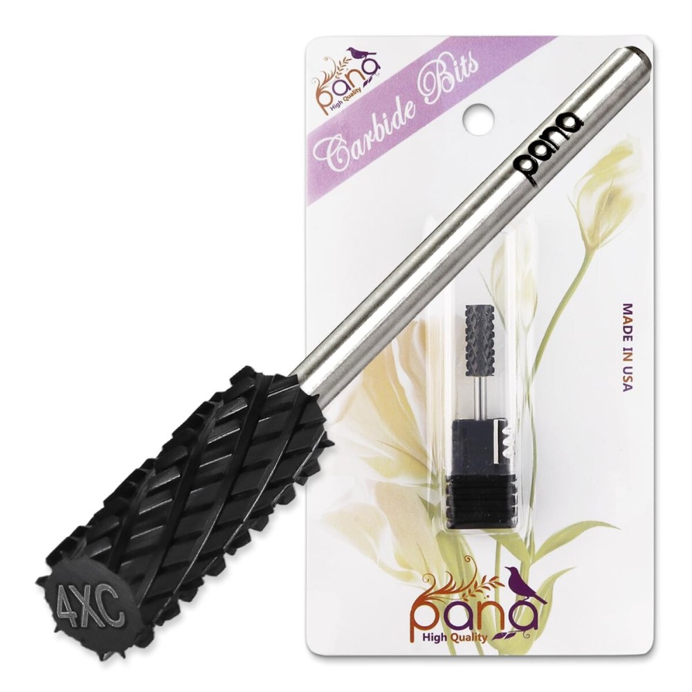 PANA Flat Top Small Barrel 3/32 Shank Size - (DLC Black, 4X Coarse Grit) - Fast remove Acrylic or Hard Gel Nail Drill Bit for Manicure Pedicure Salon Professional or Beginner
