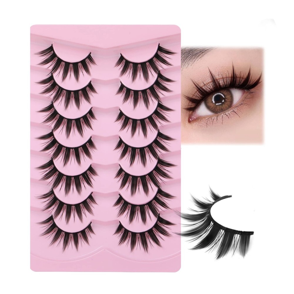 False Eyelashes Manga Anime Lashes Japanese Cosplay Spiky Lashes Mink Dramatic Thick Fake Eyelashes Extensions Doll Strip Lashes 7 Pairs Pack by EYDEVRO