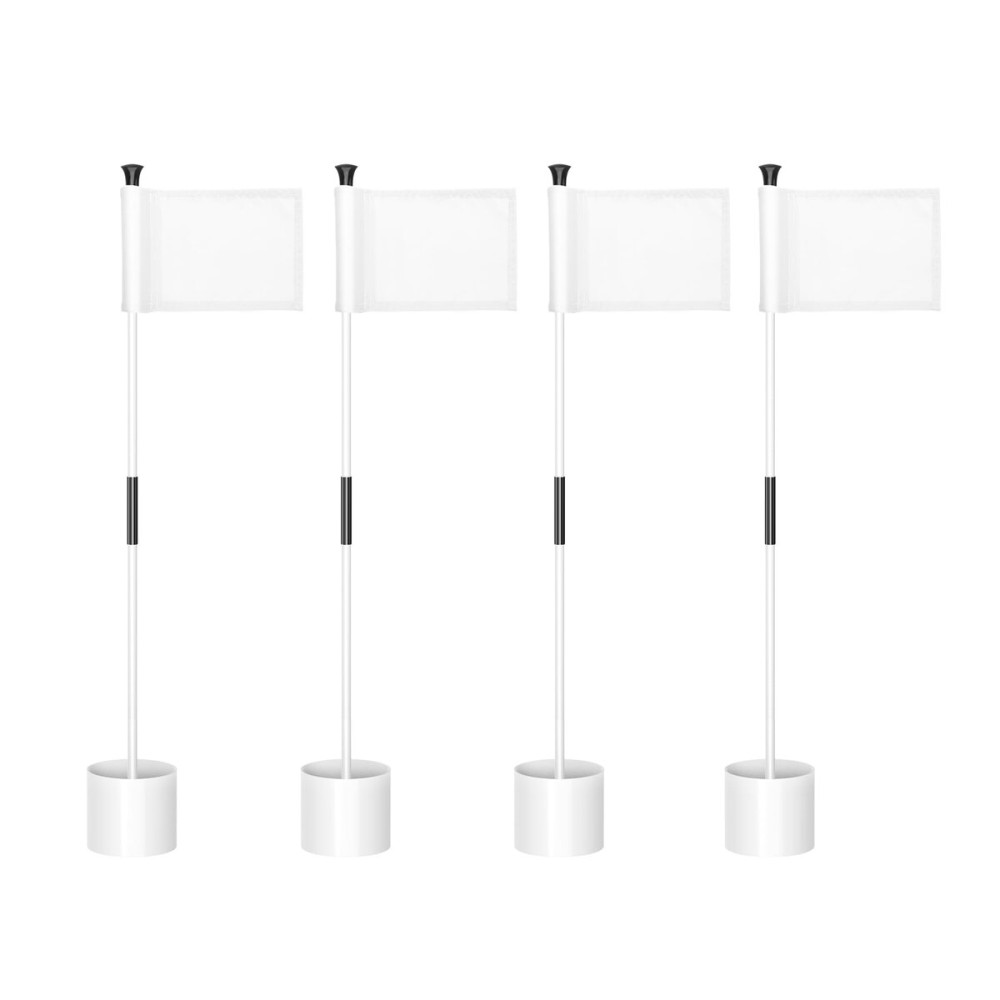 KINGTOP Miniature Golf Flagstick, Practice Putting Green Flags for Yard, Chipping Golf Pin Flag Hole Cup Set, Portable 2-Section Design, Blank White Flags, 3ft Flagpole, Indoor | Outdoor, 4-Pack