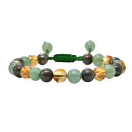Amazing Gemstone Money Wealth Success Bracelet - Pyrite Green Aventurine Citrine Bracelet Set for Healing Calming Anxiety Stress Relief Gifts Pulseras Para Hombres Mujer Stocking Stuffer (Adjustable)