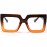 AIEYEZO Oversized Square Blue Light Glasses for Women Cute Big Frame Glasses Fashion Clear Multi-Color Computer Eyewear (Brown Orange)
